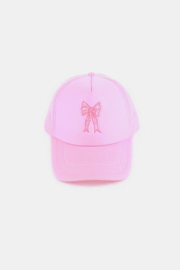 Zenana Ribbon Bow Embroidery Trucker Hat