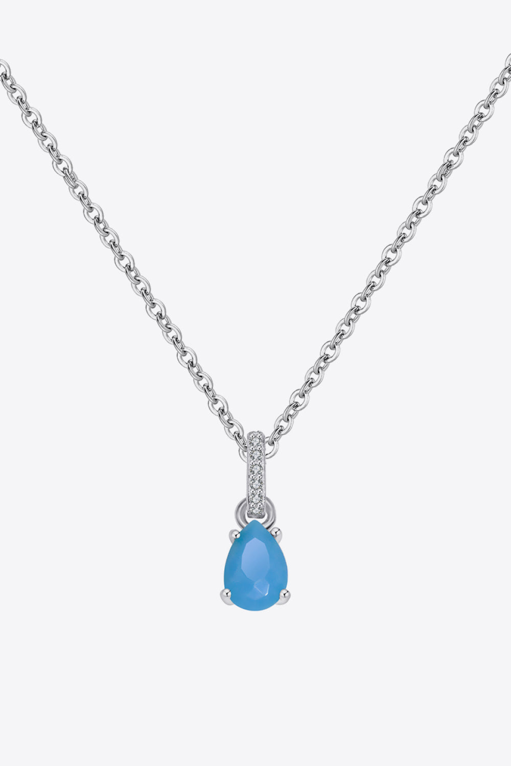 Teardrop Turquoise 4-Prong Pendant Necklace